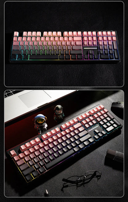 Teclado Bluetooth V108 Pro para escritório, baixo ruído, 2.4G, com e sem fios, layout completo, membrana com retroiluminação RGB