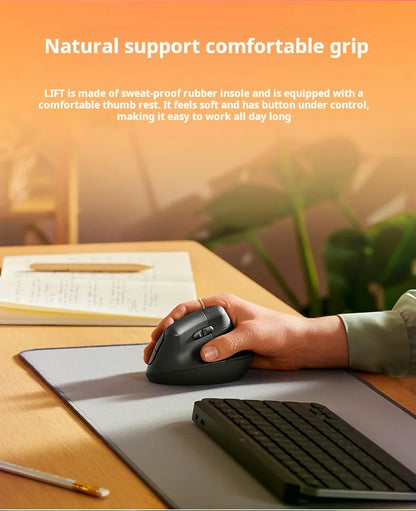Logitech Lift Ergonomic Bluetooth Wireless Mouse, Vertical Ergonomic Mouse with 4000 DPI, Multi-Device Wireless Mouse for Business, Home Office & Laptop