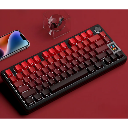 Novas Keycaps para Teclado Mecânico Gaming 60/64/84/98/108 com Switch MX, 135 Teclas OEM PBT, Gravação Lateral, Gradiente Vermelho e Preto