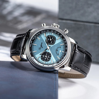 Sugess Watch of Men Pilot 1963 Wristwatches ST1906 Chronograph Handwind Movement Domed Sapphire Waterproof PowerReserve Lume V2