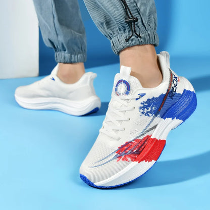 Löparskor för män i mesh, andningsbara, snörningsbara, bekväma, maraton-, sport- och fritidsskor, tennis-skor, stora storlekar, trendiga sneakers för män