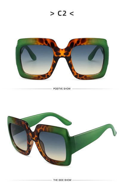 Fashion Women Oversize Sunglasses Gradient Retro Luxury Brand Designer Square Sun Glasses Female Trending Shades UV400 Eyeglas