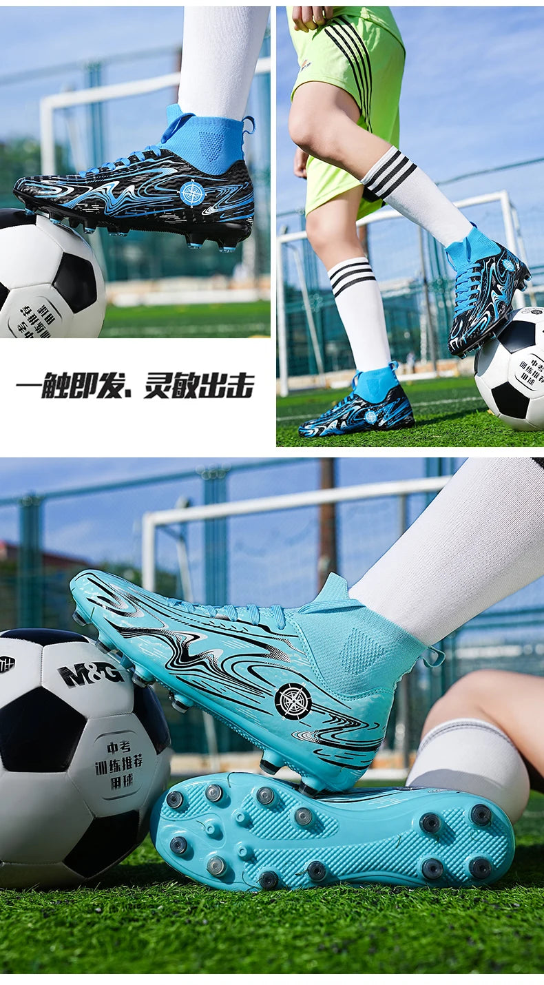 Men Professional Soccer Cleats Football Boots Studs Non Slip Breathable Training Boys Match Sneakers Comfortable for Grass Turf