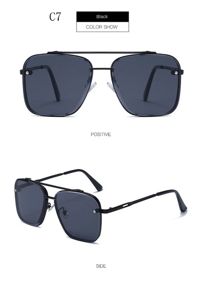 New Metal Square Gradient Sunglasses Fashionable Men Women Luxury Sunglasses Outdoor Sports Driving Fishing Goggles UV400