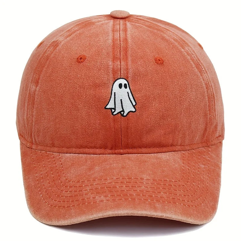 Halloween Embroidered Baseball Hat with Cute Ghost Pattern Simple Style Suitable for Men and Women