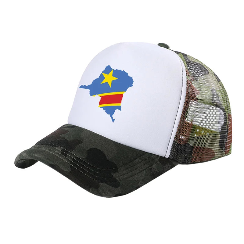 Democratic Congo Trucker Cap Men Democratic Republic of the Congo Hat Baseball Cap Cool Summer Unisex Mesh Net Caps