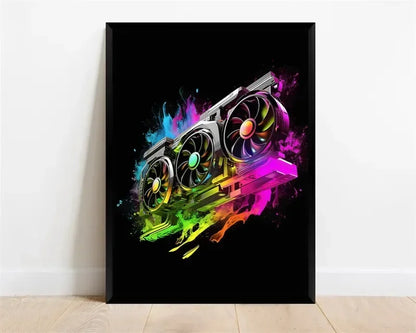 Pop Neon Video Game Character Poster Gamepad Headphones Football Basketball Canvas Print Wall Art Decor Gaming Room Decoration
