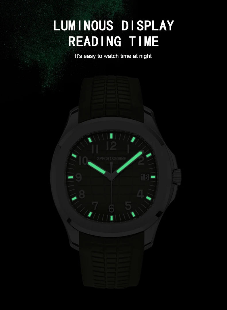 Specht&Sohne 2025 New Luxury Men Mechanical Wristwatch Miyota 8215 Stainless Steel Watch Green Rubber Sapphire Reloj Hombre