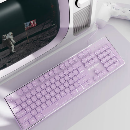 Teclado EWEADN V3 com Fio Silencioso para Escritório e Gaming, Design de Teclas Film, Ergonómico, para Windows/Portátil/PC/Desktop, Acessório de E-sports
