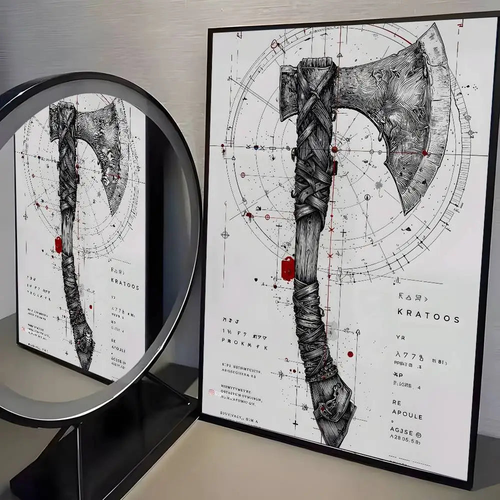 Classic pop God of War Ragnarok poster art HD canvas advanced aesthetic Printing Paper Wall Art for Living Room Home Decor