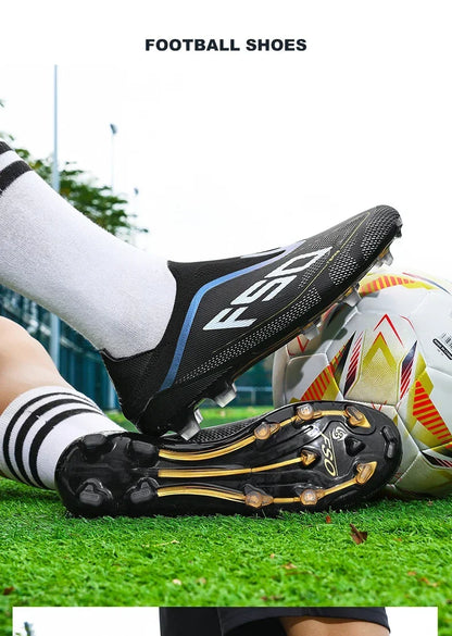 New Men Soccer Shoes Grass Cleats High-quality Match Outdoor Football Boots Non-Slip Boys Sneakers Hot-selling High-top Light