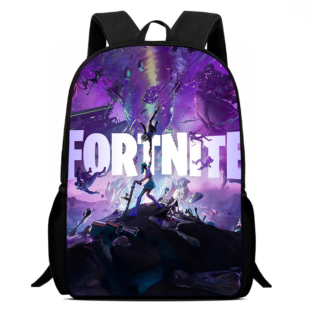 Fortnite 15 tommer tegneserie-skolerygsæk til børn, drenge og piger, cool gaming-print, let og rummelig rygsæk, egnet til alderen 5-8
