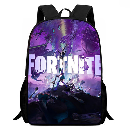 Fortnite 15 tommer tegneserie-skolerygsæk til børn, drenge og piger, cool gaming-print, let og rummelig rygsæk, egnet til alderen 5-8