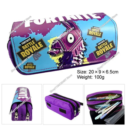 Victory Royale Student Boys Girls Fortnited Capacity Stationery PencilCase Peely Llama Hero Children's Pen Box Kids Teen Bags
