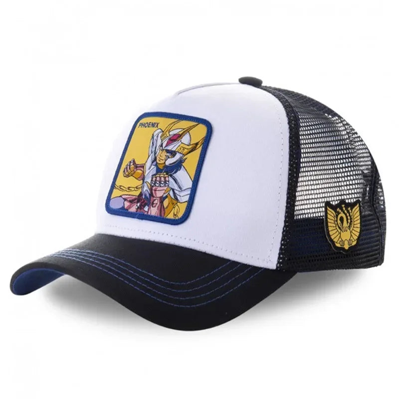 Saint Seiya pamut anime rajzfilm snapback pamut baseball sapka férfiak nők hiphop apa hálós teherautós sapka dropshipping