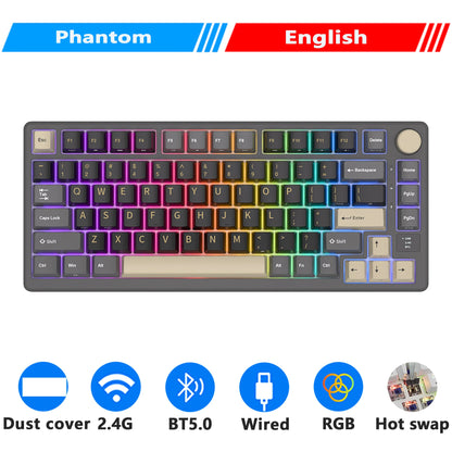 RK ROYAL KLUDGE M75 2.4G Wireless/Bluetooth/USB-C Mechanical Keyboard 81Keys RGB Hot-Swappable Gasket Gamer Keyboard with Screen
