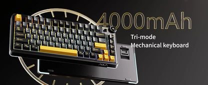 AULA AU75 Wireless Mechanical Keyboard 81 Keys Compact Hot Swappable Custom Keyboard 2.4G/USB/BT5.0 RGB Backlit Gaming Keyboard