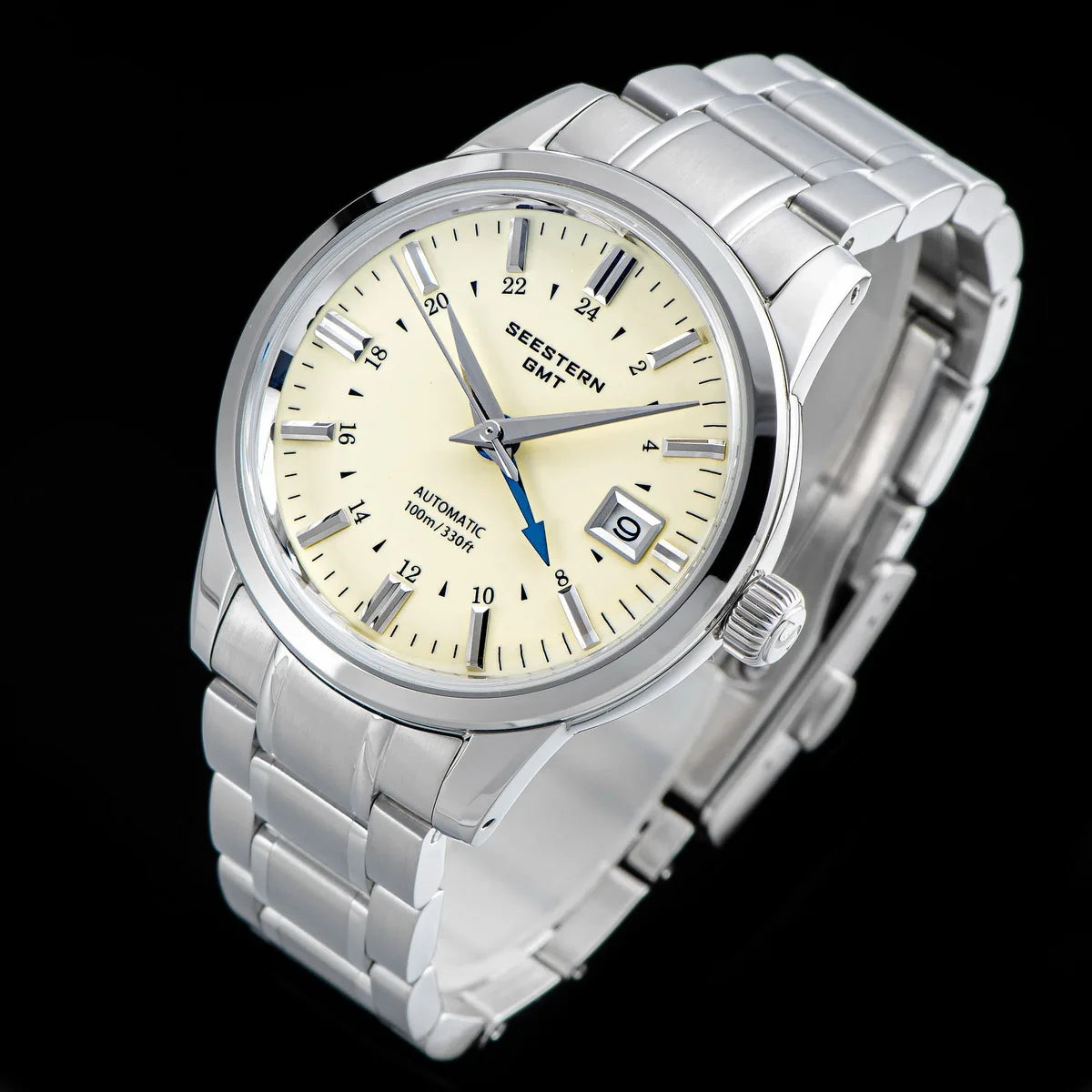 SEESTERN Men's Automatic Mechanical Wristwatch NH34 GMT Movement 10bar Waterproof Domed Sapphire Crystal Watch Limited S446 New
