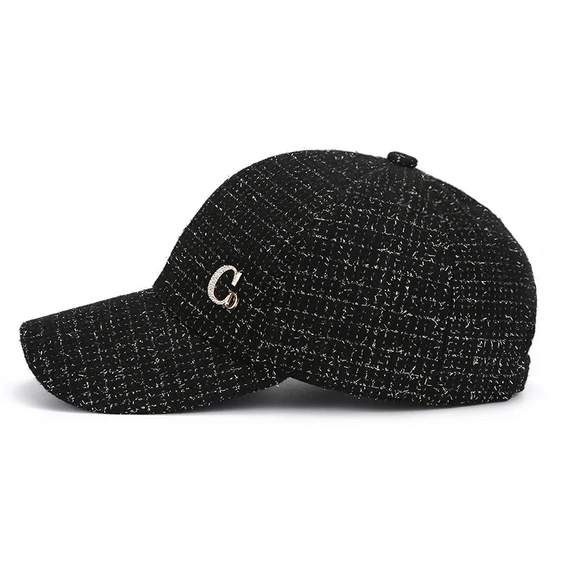 Fekete, fém M betűs baseball sapka – elegáns férfi sapka, könnyű, állítható napszemüveg nőknek