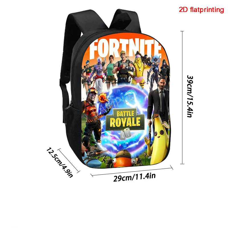 Fortnite 15 tommer tegneserie-skolerygsæk til børn, drenge og piger, cool gaming-print, let og rummelig rygsæk, egnet til alderen 5-8