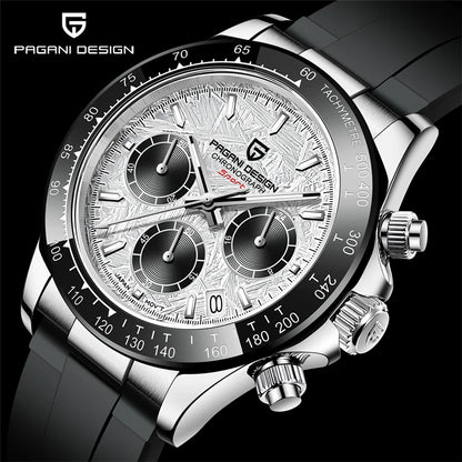 PAGANI DESIGN V2 40MM Quadrante meteorite Orologio da uomo al quarzo Cronografo retro in zaffiro Orologio impermeabile da uomo Reloj0 hombr