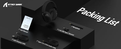 ATTACK SHARK L80 Ultra-Light 180g Gaming Headset – Tri-Mode Wireless (Bluetooth 5.3 / 2.4G / Wired), 5.1 Surround Sound, 40mm Drivers, Pluggable Mic