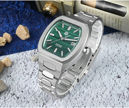 San Martin 39.5mm Tonneau Luxury Men Watch Mineral Dial Casual Sports PT5000 SW200 Automatic Mechanical Sapphire Luminous SN0145