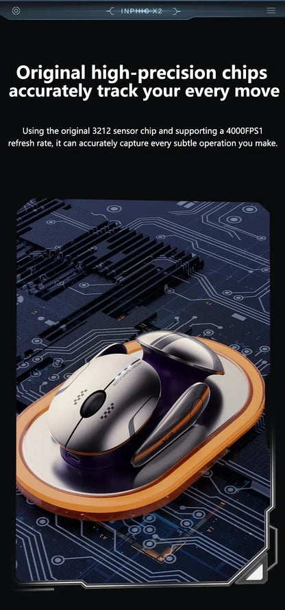 Inphic X2 Tri-Mode Metal Bluetooth Wireless Mouse Silent Rechargeable E-Sports Backlight Gaming PC Laptops Accessories Gift