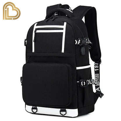 Yule Trooper F-Fortnited Battle Royale Backpack with USB Charging Anime Figures Study Stationery Compartment Students Mochila