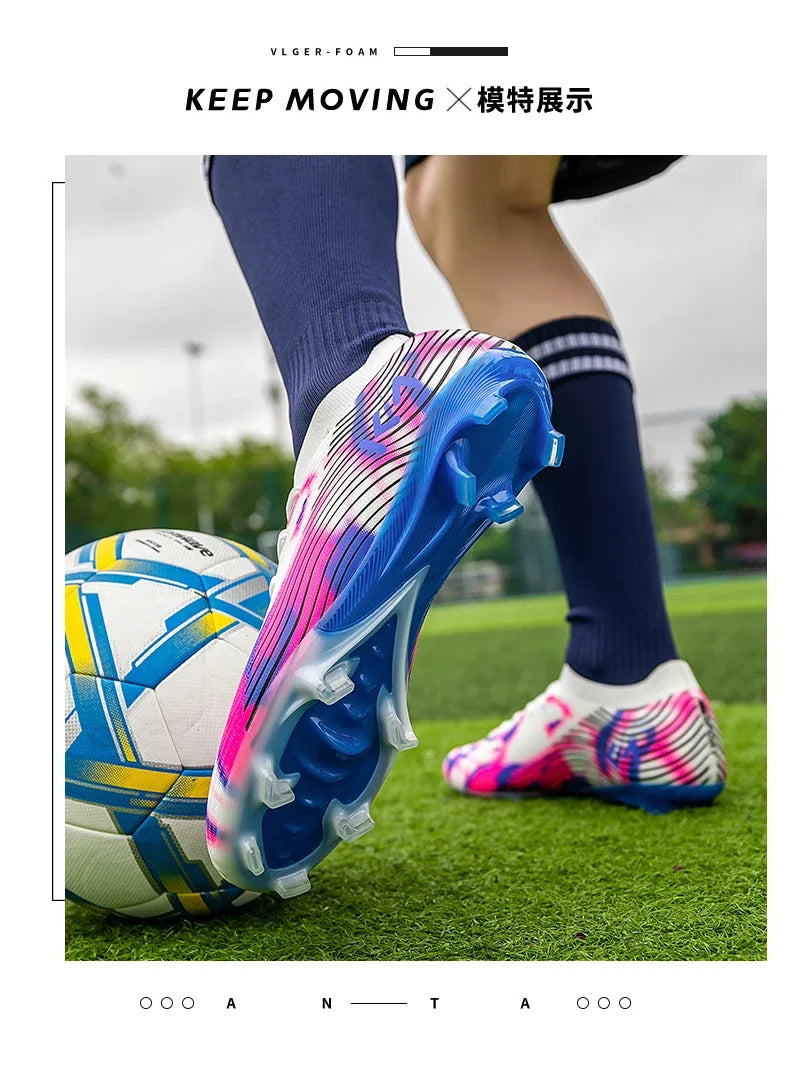 New Men Football Boots Outdoor Sneakers High-quality Grass Cleats Soccer Shoes Boys Match Hot-selling Non-Slip High-top Light
