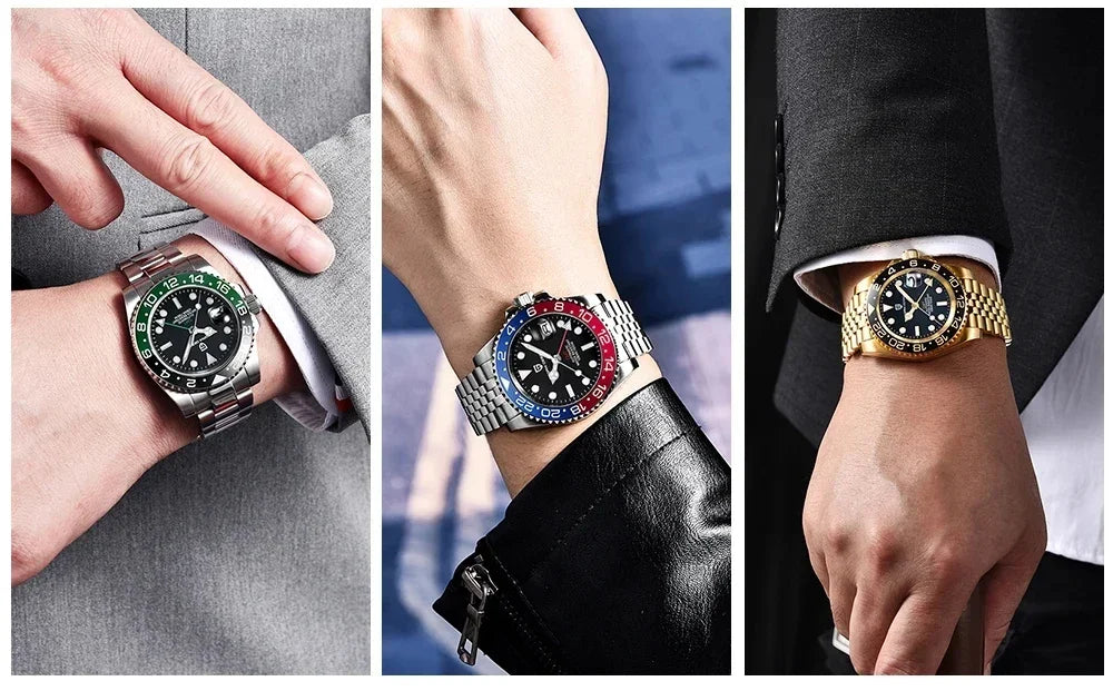 Orologio PAGANI DESIGN GMT 40MM da uomo, di lusso, con vetro zaffiro AR, movimento meccanico automatico, lunetta in ceramica, impermeabile 100M, idea regalo