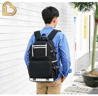 Yule Trooper F-Fortnited Battle Royale Backpack with USB Charging Anime Figures Study Stationery Compartment Students Mochila