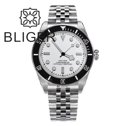 BLIGER 39mm Classic Wine Red Diver Watch For Men NH35 Mechanical Domed Sapphire Glass100m Waterproof Super Luminous Reloj Hombre