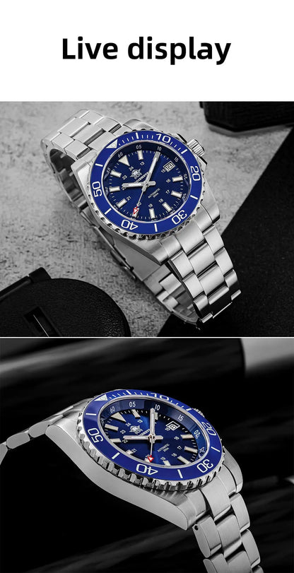 ADDIESDIVE Men's Diver's Watch 200m Sapphire Luminous Ceramic Bezel Men's Analog Mechanical Watch Stainless Steel Diving Watches