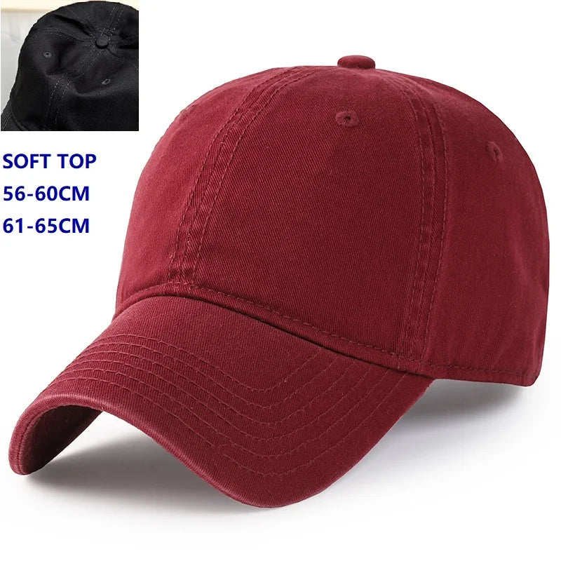 Big Head Plus Size baseball sapka, 100% pamut, férfiaknak és nőknek egyaránt, állítható „dad hat”, túlméretezett, 58–60 cm, 61–65 cm