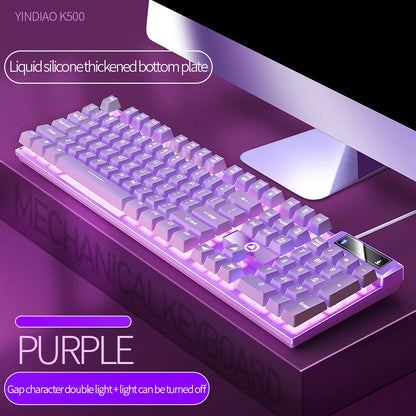 K500 Pink Wired Gaming Keyboard 104 Keys with White Pink Keycaps, USB Full Size Pink Wired Gaming Keyboard for PC, Laptop & Desktop