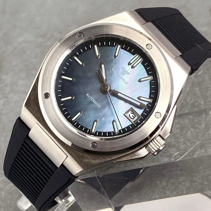 Tandorio 200M Diving 40mm Black White Shell Dial Lume NH35Automatic Men Watch Sapphire Glass Stainless Steel Bracelet 2025