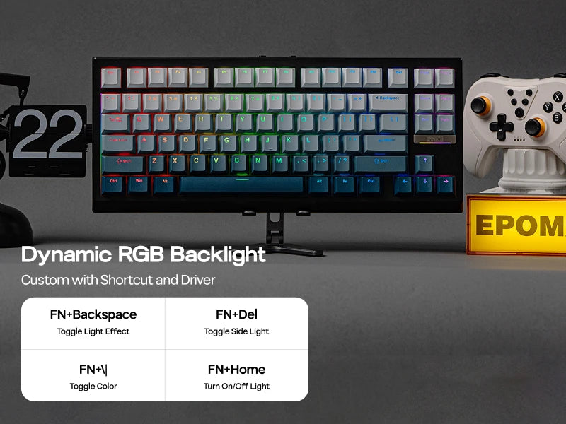 Teclado mecânico magnético EPOMAKER G84 HE 75% ANSI US Layout Gasket com fio/BT/2.4Ghz sem fios, efeito Hall, polling 8K e 8000mAh