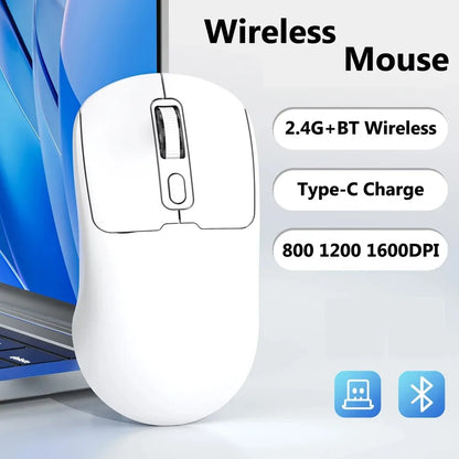 Bluetooth 5.4 Wireless Mouse Dual Mode Rechargeable Silent Gaming Mouse, 2.4G Bluetooth Wireless Mouse for PC, Laptop, MacBook & Desktop
