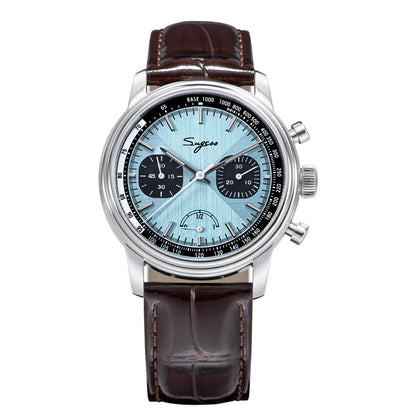 Sugess Watch of Men Pilot 1963 Wristwatches ST1906 Chronograph Handwind Movement Domed Sapphire Waterproof PowerReserve Lume V2