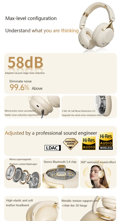 Acer OHR524 ANC Wireless Bluetooth Headphones 360° Surround Sound Headsets Gamer Sports Earphones Noise Reduction with HD Mic