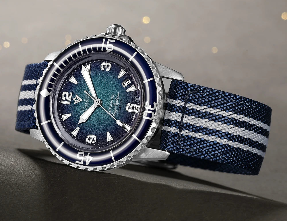 CADISEN Deep Explorer 2025 New Automatic Mechanical Watch Man Canvas Strap Wristwatch 8215 Luxury Luminous Waterproof Watches