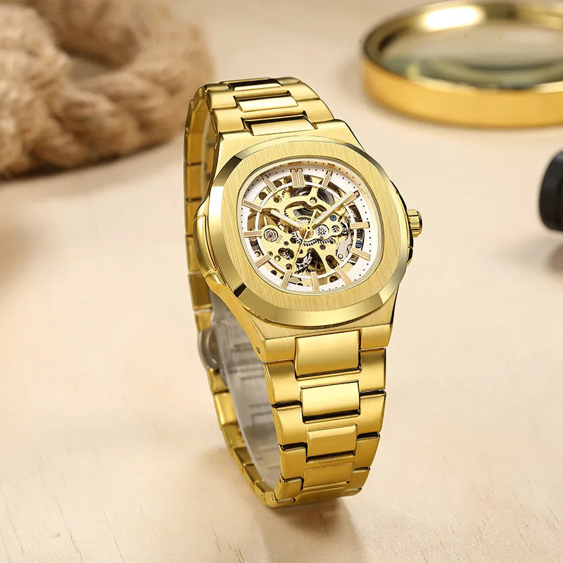 Hollow Out Men's Mechanical Wrist Watches Skeleton Design Luxury Full Automatic Man Watch relogio