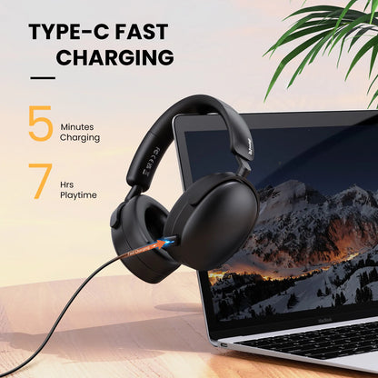 Auscultadores Bluetooth 5.4 Sem Fios Oneodio SuperEQ A200 ANC – Auscultadores Over-Ear com Cancelamento de Ruído, Microfone ENC, Áudio Hi-Res e Controlo por App