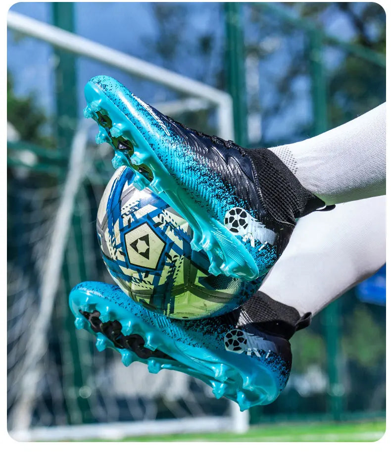 Fodboldstøvler til mænd og kvinder, high-top, skridsikre fodboldsneakers, åndbare futsal-træningssko til udendørs græs, ankelstøttende fodboldstøvler