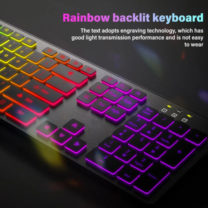 FUYUMY RGB Wired Gaming Keyboard USB Computer Gaming Keyboard with 104 Keys, Backlit Ergonomic Gaming Keyboard for PC, Laptop, Office & Home