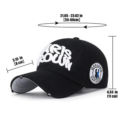 Modna czapka baseballowa do sportu na świeżym powietrzu, unisex, dla mężczyzn i kobiet, z uniwersalnym haftem literowym, regulowana czapka typu snapback
