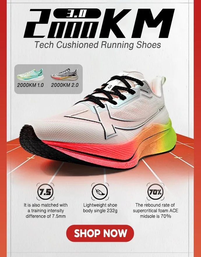 Xtep 2000KM 2.0 Running Shoes Men  Summer Professional TPU Shock Absorption Sneakers (suggest half size down) 876219110043