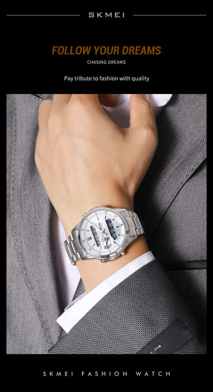 SKMEI 2284 Business Men's Electronic Multifunctional Dual Display Sports Waterproof Luminous Luxury Watch Digital Watch Reloj