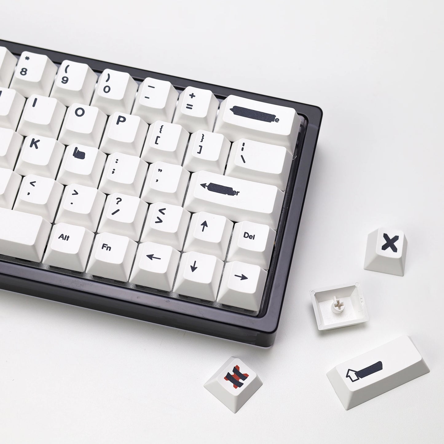 KBDiy Retro GMK Redacted Keycaps White ISO Cherry Profile PBT Keycap Alice Spacer Bar 7u For 60 Mechanical Keyboard MX Switch